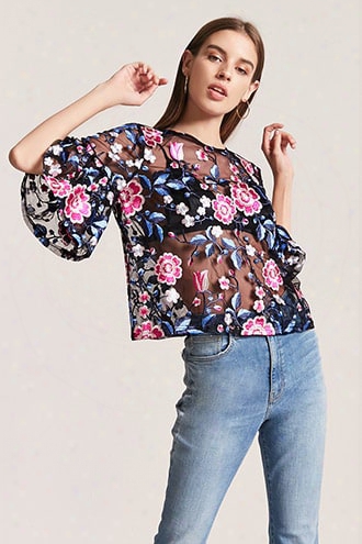 Sheer Floral Boxy Top