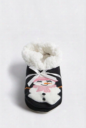 Snowman Embroidered Slipper Socks