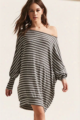 Stripe Brushed-knit Longline Tunic