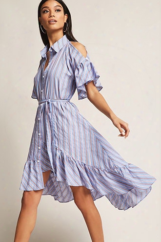 Stripe High-low Shirt Dress