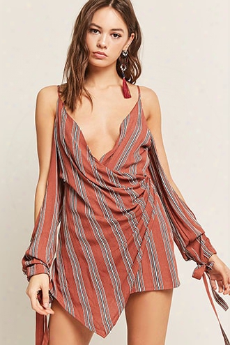 Stripe Open-shoulder Romper