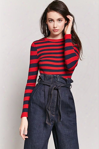 Stripe Sweater-knit Top