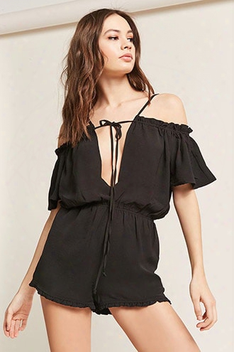 Surplice Open-shoulder Romper