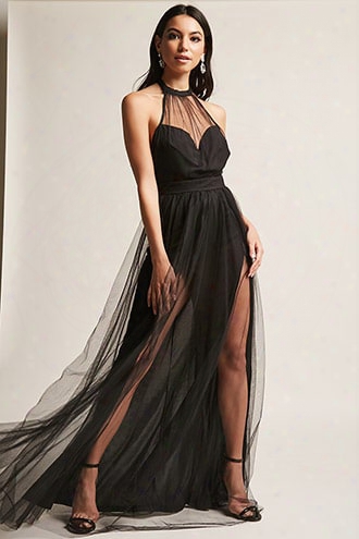 Tulle Halter Maxi Dress