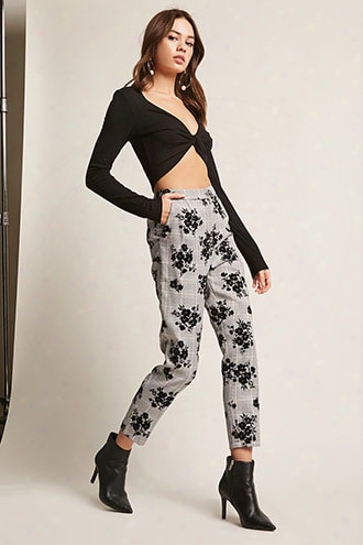 Velvet Floral Glen Plaid Pants