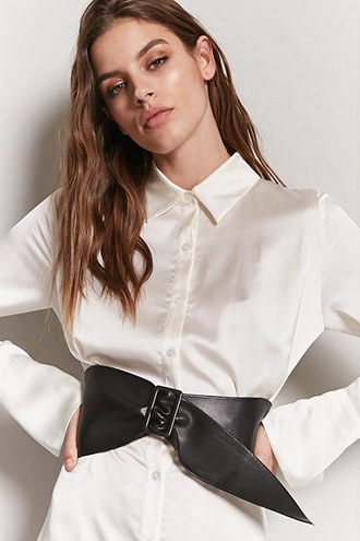 Wide Faux Leather Waist Belt