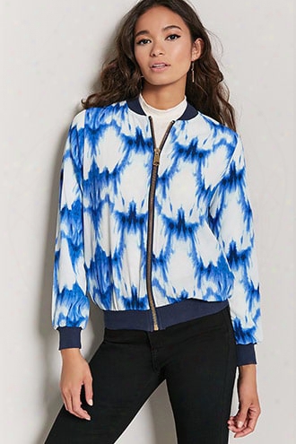 Abstract Crepe Bomber Jacket