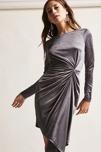 Asymmetrical Satin Ruched Dress