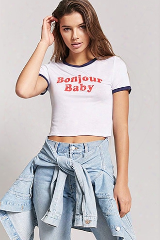 Bonjour Baby Graphic Ringer Tee