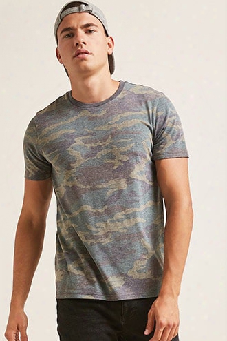 Camo Print Crew Neck Tee