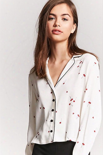 Contrast Cherry Print Shirt