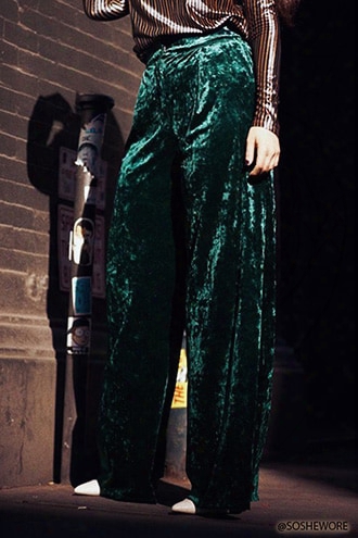 Crushed Velvet High-rise Flare Pants