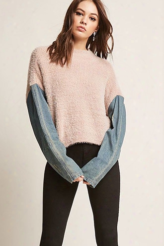 Denim Sleeve Combo Sweater