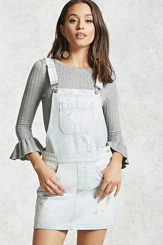 Distressed Mini Overall Dress