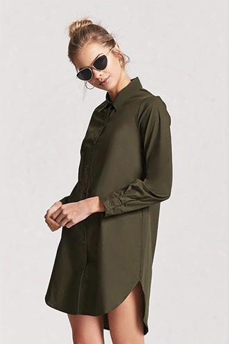 Dolphin-hem Shirt Dress