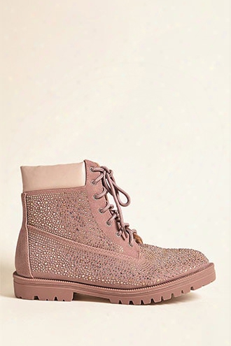 Embellished Faux Suede Ankle Boots