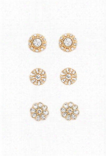 Faux Gem & Rhinestone Stud Earring Set