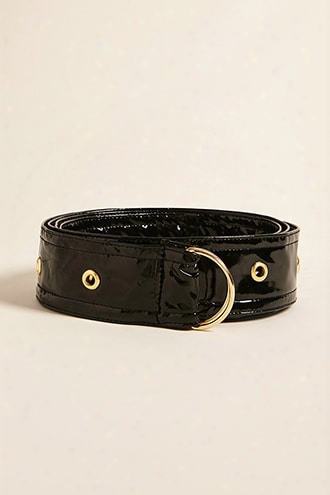 Faux Patent Leather D-ring Belt