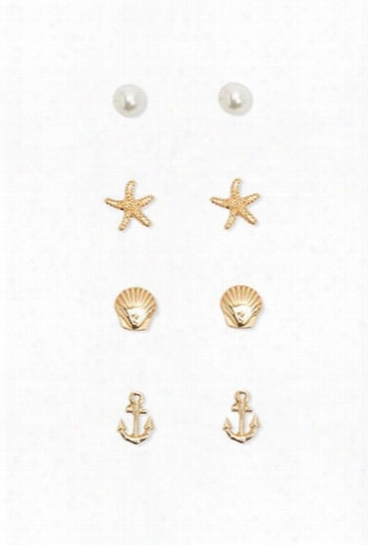 Faux Pearl & Etched Stud Set