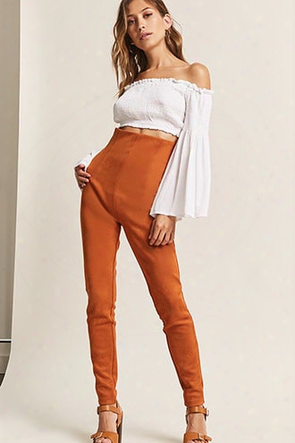 Faux Suede High-rise Pants