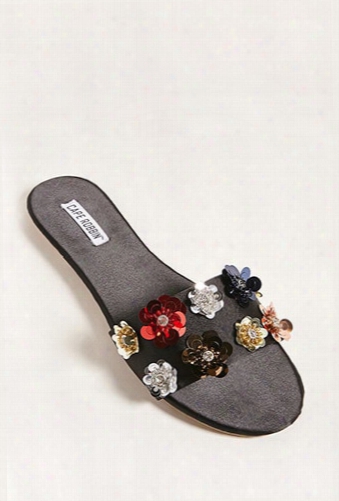 Floral Sequin Slides