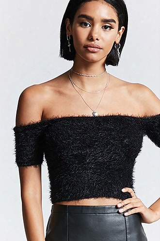 Fuzzy Off-the-shoulder Top