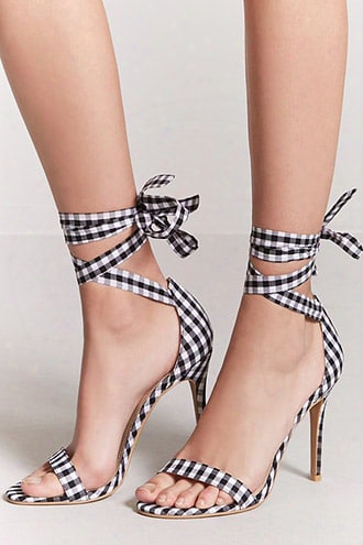 Gingham Ankle-wrap Heels