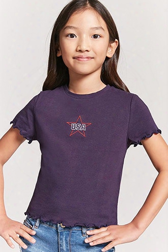 Girls Embroidered Usa Tee (kids)