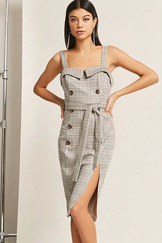 Glen Plaid Double-breasted Midi Dress