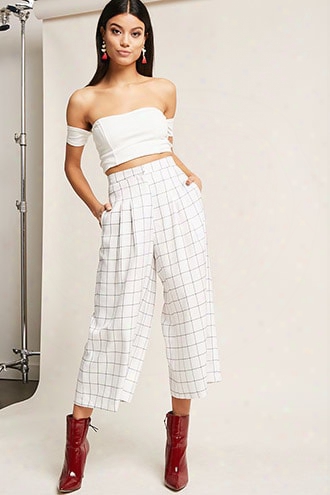 High-waist Grid Culottes