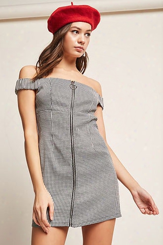 Houndstooth Zip-front Dress