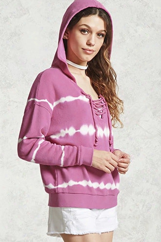 Lace-up Tie-dye Hoodie