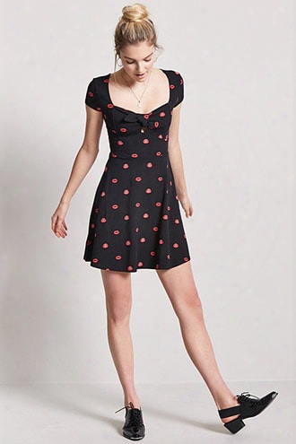 Lip Print Skater Dress