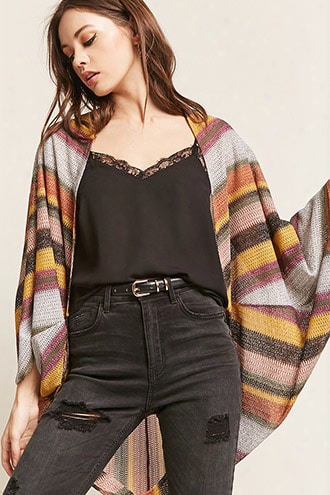 Multicolor Stripe Open-front Cardigan