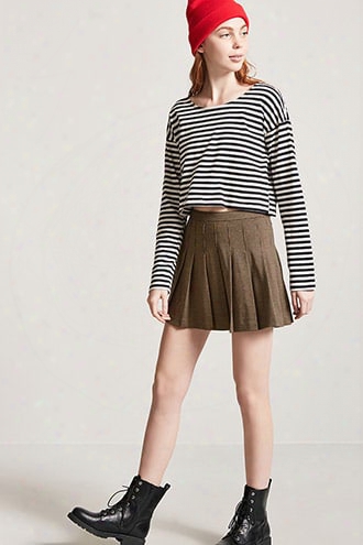 Pleated Houndstooth Skirt