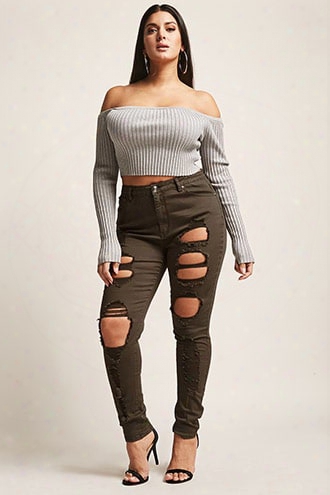 Plus Size 12x12 Distressed Denim Leggings