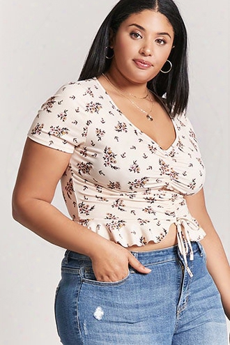 Plus Size Floral Ruched Top