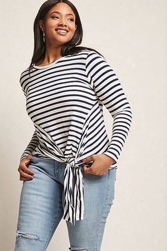 Plus Size Knotted Stripe Top