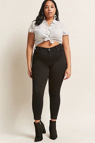 Plus Size Lace-up Ankle Jeans