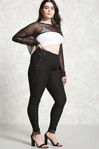 Plus Size Lace-up Pants