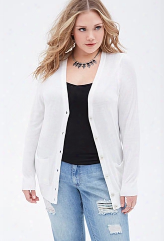 Plus Size Longline V-neck Cardigan