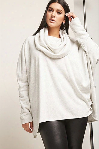 Plus Size Marled Cowl-neck Top