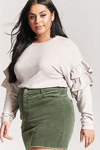 Plus Size Marled Tiered Ruffle Top