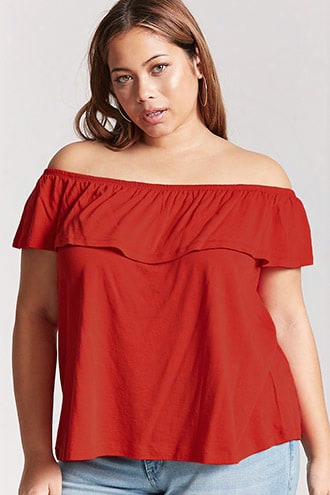 Plus Size Off-the-shoulder Flounce Top