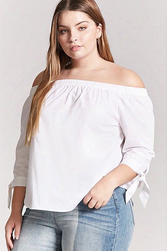 Plus Size Off-the-shoulder Woven Top