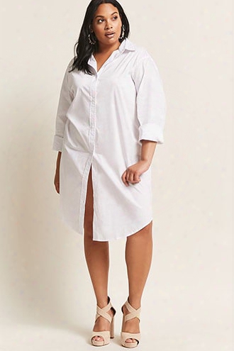 Plus Size Poplin Shirt Dress