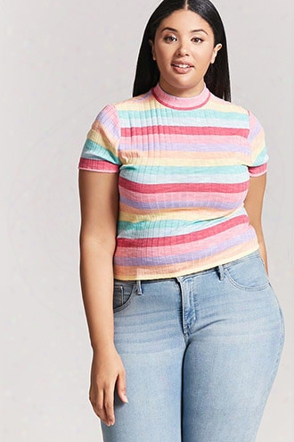 Plus Size Ribbed Stripe Top