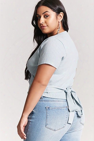Plus Size Ribbed Wrap Top