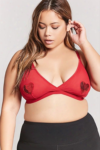 Plus Size Sequin Heart Mesh Bralette