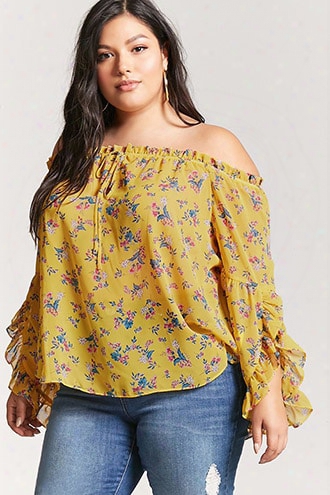 Plus Size Sheer Off-the-shoulder Top